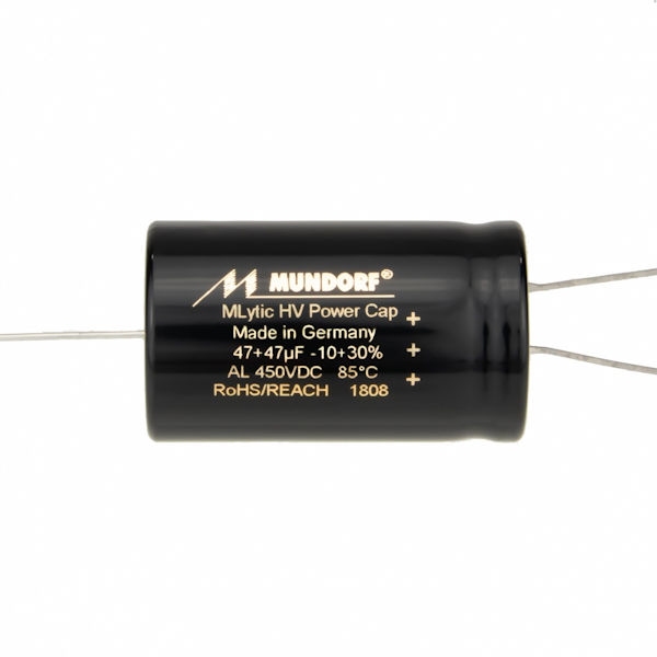 MUNDORF MLAL, 47+47uF/450V, ±20%, Elektrolytische cond.