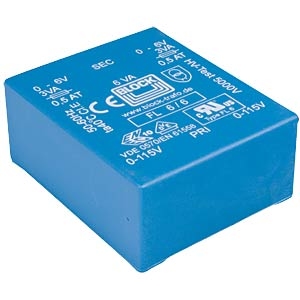 BLOCK VC trafo, PCB mount, 5VA, 2x9V