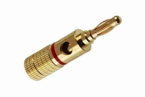 KACSA BP-210G, Bananen Konnektor, vergoldet mit Rot oder Sch