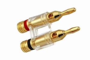 KACSA BP-214GT, verguld twin banaan plug. max. 4mm² cabl