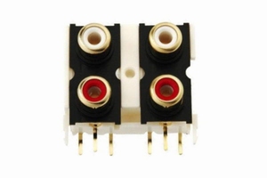 KACSA RJ-154G, PCB RCA chassis connector, 2x stereo, verguld