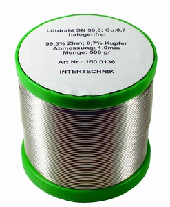 IT LZ 99, SOLDER 500 grams 99.3% tin, 0.7% copper 1.00mm hal