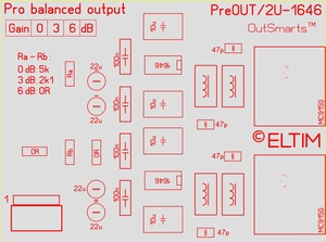 ELTIM PreOUT 2U-1646, XLR Pro gebalanceerd uit buffer module
