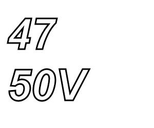 PANASONIC FRA, 47uF/50V, elco, radiaal, 105º, 10.000uur