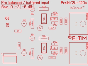 ELTIM PreIN 2U-120x, XLR gebalanceerd IN buffer module, 2U
