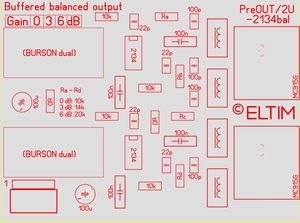 ELTIM PreOUT 2U-2134bal, XLR gebalanceerd uit buffer module,