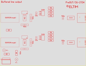 ELTIM PreOUT 3U-134, RCA Linien AUS Puffer Modul, 3U