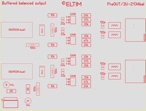 ELTIM PreOUT 3U-2134bal,xLR balanced OUT buffer module, 3U