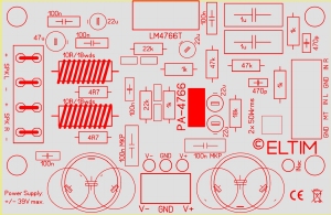 ELTIM PA-4766 Platine, für LM4766 Stereo Verstärker IC's