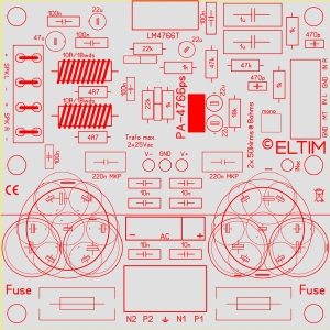 ELTIM PA-4766PS PCB, fits LM4766 stereo amplifier IC's