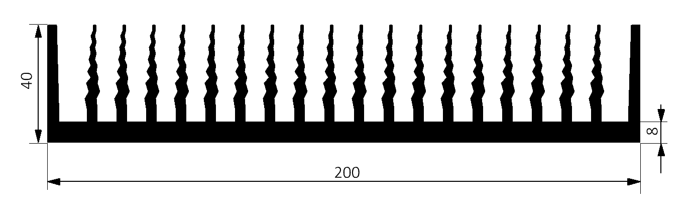 MODU 3PD05200, koelprofiel 210x200x40mm, zwart. 0,28K/W