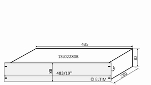 MODU Slimline 1SL02280B, 2U/19" zilver front, 435x287x82mm