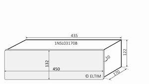 MODU Slimline 1NSL03170B, 10mm silver front, 435x183x122mm