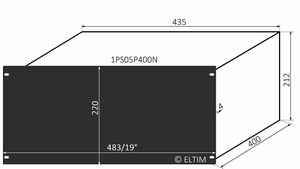 MODU Pesante 1PS05P400N, 5U/19" zwart front, 435x407x212mm