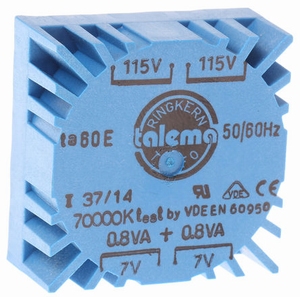 TALEMA ringkern trafo, 1,6VA, 2x115V>2x7V