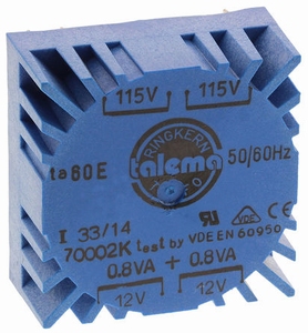 TALEMA Ringkern Trafo, 1,6VA, 2x115V>2x12V