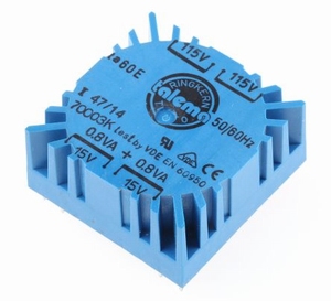 TALEMA Toroidal trafo, 1,6VA, 2x115V>2x15V
