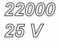 MUNDORF MLGO, 22000uF/25V, ±20%, Elektrolytische cond.