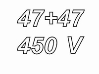 MUNDORF MLAL, 47+47uF/450V, ±20%, Elektrolytische cond.