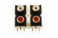 KACSA RJ-154G, PCB RCA chassis connector, 2x stereo, verguld