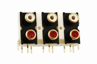 KACSA RJ-156G, PCB RCA Chassis Konnektor, 3x Stereo, vergold