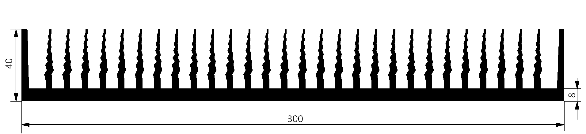 MODU 3PD04300, heatsink 165x300x40mm, black, 0,31ºK/W