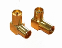 KACSA TV-1150G, 90º angled TV antenne adapter, male/female